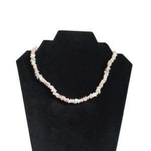 Vintage Pink and White Puka Shell Stacked Chip Shards Single Strand Necklace